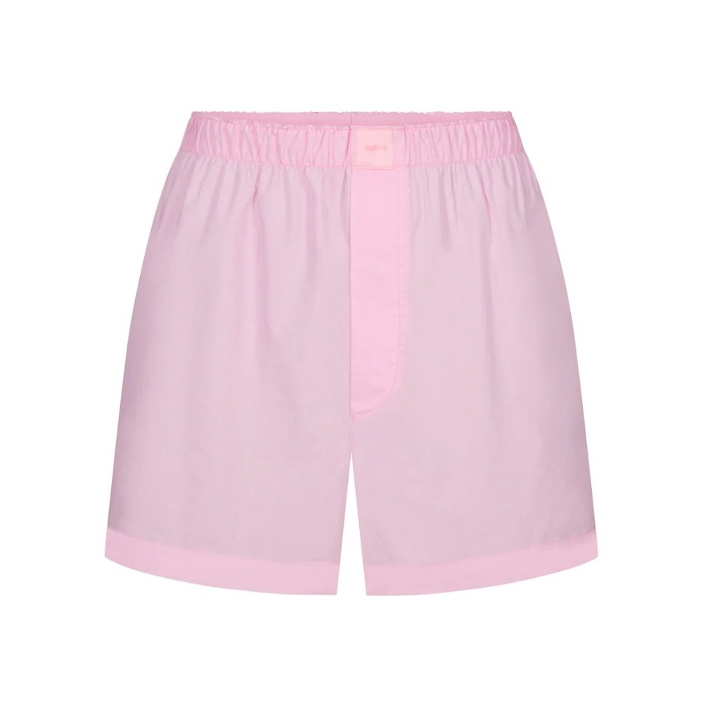 Skims Cotton Poplin Sleep Short - Baby Pink